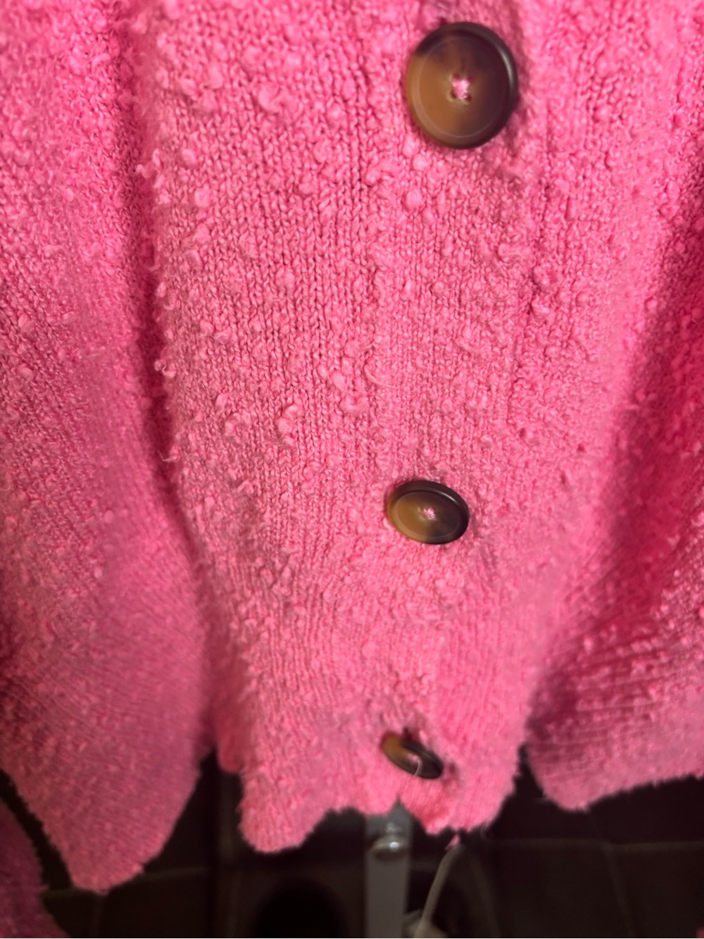 Free People Pink Button-Front Bouclé Cardigan - Picture 2 of 6